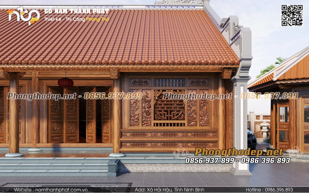 Nhà gỗ 5 gian hai buông lồi chuẩn phong thuỷ